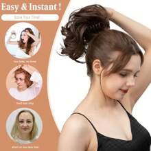 1pc Messy Bun Hair Scrunchie, Floral Design, Natural Fluffy Look, High Temperature Fiber, Convenient Use, Elegant Gift Hair Claws Claw Clips Hair Clips Hair Jaw Clip Hair Clamps Hair Clutch Hair Claw Clip, School Stuff, College Fall Winter Hair Accessories For Women For Vacation Outfits Woman Flower Hair Clip