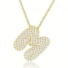 1pc Luxury Initial Charm Letter Star Hailey Style Full Cubic Zirconia A-Z English Letter Thick Bubble Round Pendant Fashion Hip Hop Unisex Gold Plated Brass Necklace Jewelry Party Gift - Necklace - View 20
