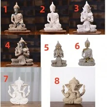 1pc Resin Buddha Ornament Home Decorative Sitting Buddha Figurine For Entrance - Gold - View 3