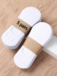 10 Pairs Men's Socks, 5 White, 5 Black, Low Cut Invisible Socks, Suitable For Ages 35-43, Couple Boat Socks (With Paper Card)