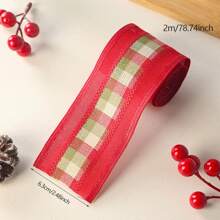 1 Rollo de 2m de Cinta, Rollo de Tela de Lino con Moño de Arpillera, Cinta con Patrón de Copos de Nieve y Borde de Alambre Metálico, para Empaque y Decoración - Multicolor - Ver 13