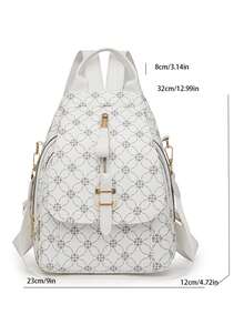 Stylish Large Capacity Women Travel Backpack - White - View 8