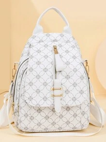 Stylish Large Capacity Women Travel Backpack - White - View 4