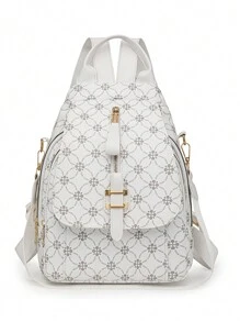 Stylish Large Capacity Women Travel Backpack - White - View 1