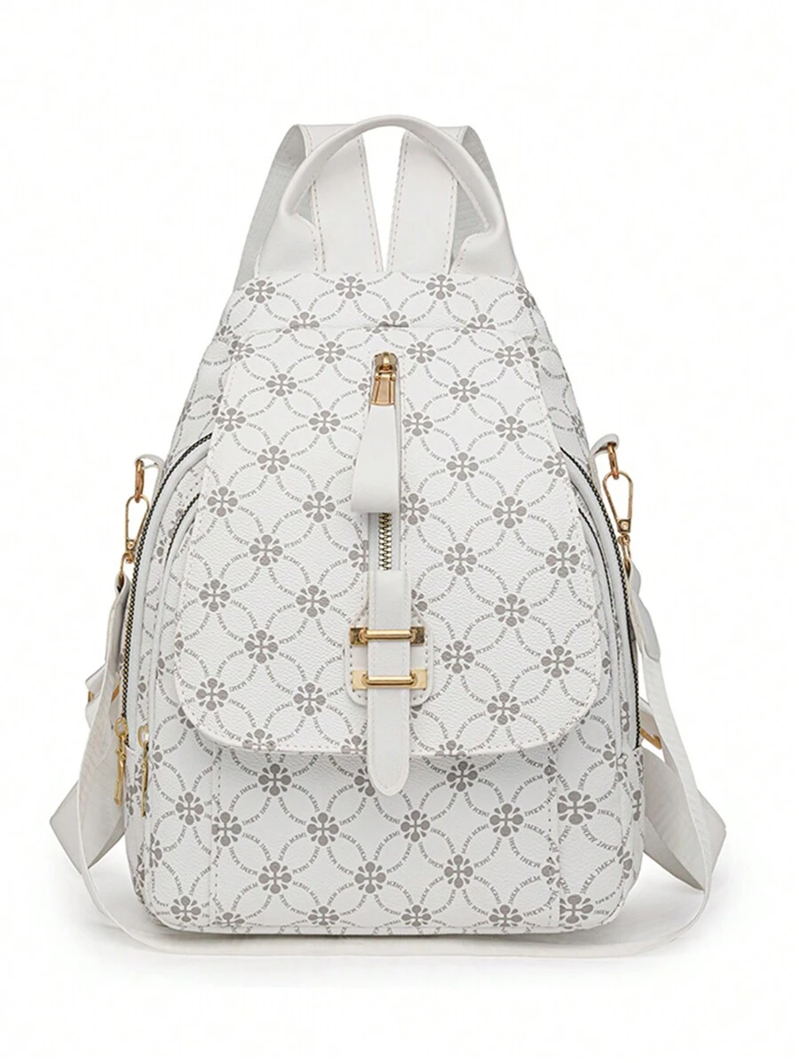 Stylish Large Capacity Women Travel Backpack - White - View 1
