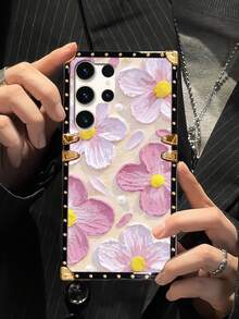 1pc Pink Painted Floral Pattern Rectangle Shockproof Stylish Phone Case Compatible With IPhone 7 Plus/8 Plus/XR/XS Max/11/11 Pro/11 Pro Max/12/12 Pro/12 Pro Max/13/13 Pro/13 Pro Max/14/14 Pro/14 Plus/14 Pro Max/15/15 Pro/15 Plus/15 Pro Max, Galaxy Z Flip3/Z Flip4, S23 FE/S20+/S20U/S21U/S22U/S23U/S24 Ultra 5G, Note20 Ultra/Note10+, A04E/A05/A12/A13 4G/A14/A15/A22/A23/A24/A25/A32/A33/A34/A52/A53/A54/A55/A72/A73 5G, OPPO A38/A18/A78 5G/A98/A79 5G, Realme C53/C55, Redmi Note12 Pro+ 5G/Note13 Pro, Vivo Y36 5G. The Phone Case May Display Different Colors Under Different Lighting Conditions, And There Is A Protective Film On The Pattern, Please Remove It Before Use. - Multicolor - View 8
