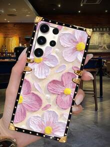 1pc Pink Painted Floral Pattern Rectangle Shockproof Stylish Phone Case Compatible With IPhone 7 Plus/8 Plus/XR/XS Max/11/11 Pro/11 Pro Max/12/12 Pro/12 Pro Max/13/13 Pro/13 Pro Max/14/14 Pro/14 Plus/14 Pro Max/15/15 Pro/15 Plus/15 Pro Max, Galaxy Z Flip3/Z Flip4, S23 FE/S20+/S20U/S21U/S22U/S23U/S24 Ultra 5G, Note20 Ultra/Note10+, A04E/A05/A12/A13 4G/A14/A15/A22/A23/A24/A25/A32/A33/A34/A52/A53/A54/A55/A72/A73 5G, OPPO A38/A18/A78 5G/A98/A79 5G, Realme C53/C55, Redmi Note12 Pro+ 5G/Note13 Pro, Vivo Y36 5G. The Phone Case May Display Different Colors Under Different Lighting Conditions, And There Is A Protective Film On The Pattern, Please Remove It Before Use. - Multicolor - View 7