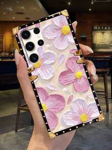 1pc Pink Painted Floral Pattern Rectangle Shockproof Stylish Phone Case Compatible With IPhone 7 Plus/8 Plus/XR/XS Max/11/11 Pro/11 Pro Max/12/12 Pro/12 Pro Max/13/13 Pro/13 Pro Max/14/14 Pro/14 Plus/14 Pro Max/15/15 Pro/15 Plus/15 Pro Max, Galaxy Z Flip3/Z Flip4, S23 FE/S20+/S20U/S21U/S22U/S23U/S24 Ultra 5G, Note20 Ultra/Note10+, A04E/A05/A12/A13 4G/A14/A15/A22/A23/A24/A25/A32/A33/A34/A52/A53/A54/A55/A72/A73 5G, OPPO A38/A18/A78 5G/A98/A79 5G, Realme C53/C55, Redmi Note12 Pro+ 5G/Note13 Pro, Vivo Y36 5G. The Phone Case May Display Different Colors Under Different Lighting Conditions, And There Is A Protective Film On The Pattern, Please Remove It Before Use. - Multicolor - View 10