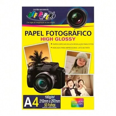 PAPEL FOTOGRÁFICO HIGH GLOSSY 180G Com 50 folhas A4