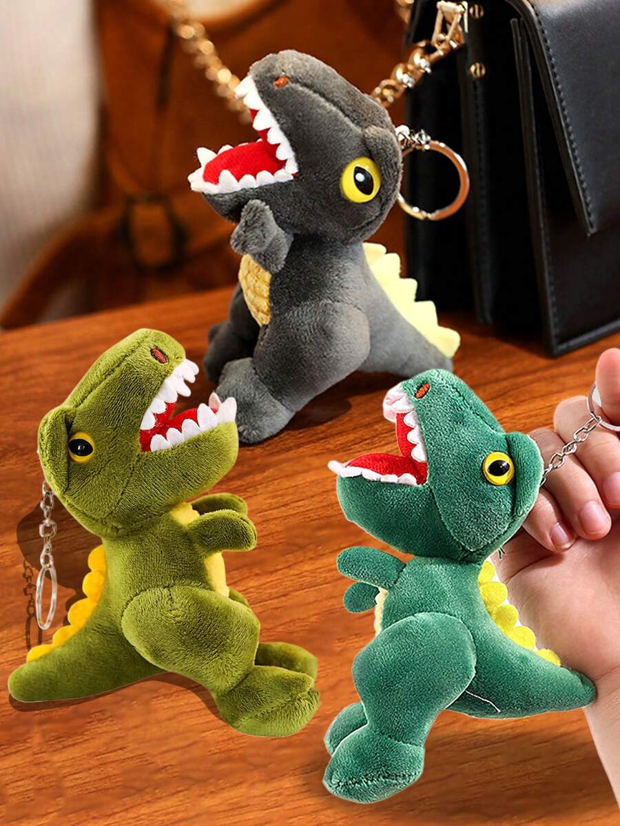 1 pieza Lindo colgante de llavero de peluche en forma de dinosaurio miniatura, muñeco de dinosaurio de peluche pequeño como regalo - Multicolor - Ver 1