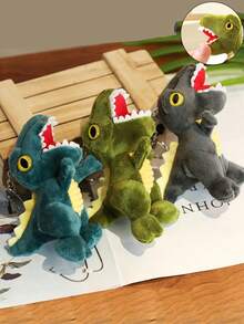 1 pieza Lindo colgante de llavero de peluche en forma de dinosaurio miniatura, muñeco de dinosaurio de peluche pequeño como regalo - Multicolor - Ver 2