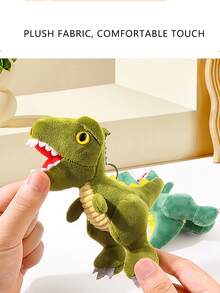 1 pieza Lindo colgante de llavero de peluche en forma de dinosaurio miniatura, muñeco de dinosaurio de peluche pequeño como regalo - Multicolor - Ver 5