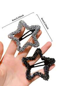 4 kẹp tóc ngôi sao pha lê cho bé gái, phụ kiện tóc mái & tóc mái lệch mới 2023 - Nhiều màu - Xem 4