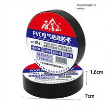 1pc 10m Black Electrical Insulating Tape, Strong Adhesive, Waterproof, PVC Insulation Tape - Multicolor - View 3