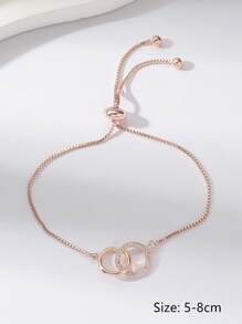 1pc Luxury Copper Zirconia Adjustable Infinite Symbol Bracelet For Ladies Daily Party Wedding - Rose Gold - View 3