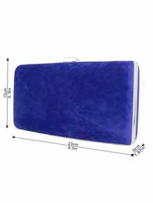 Bolso de mano cuadrado mini de caja rígida de moda de terciopelo, accesorio de vestido formal para fiesta - Azul - Ver 9