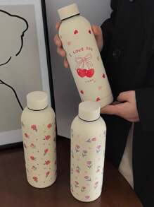 1 件 500 毫升（17 盎司）不锈钢双层保温杯，花卉图案设计，真空密封杯，适用于热饮和冷饮，旅行杯，节日、生日、圣诞节、返校水瓶礼物 - 米色 - 查看 10