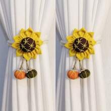 1 件，配有钩针窗帘带，支撑编织绳，家居装饰窗帘带，向日葵窗帘带，窗帘带，扣配件 - 彩色 - 查看 1