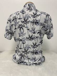 Hawaiian Floral Shirt Men's Summer Beach Short Sleeve Button Fabric 100% Viscose Shrinks A Little - trắng - Xem 2