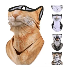 1pc Cute Dog & Cat Print Face Mask For Men, Summer, Outdoor Travel Sun Protection Neck Cover - Animal Masks - View 1