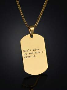 1 pezzo Ciondolo a placca militare, incisione laser, ciondolo personalizzabile con logo, testo personalizzato, citazioni, numeri commemorativi, nomi, ecc., collana in acciaio inossidabile placcata in oro 18 carati di alta qualità, inclusa confezione regalo, adatto per fidanzato, fidanzata, famiglia, amante, San Valentino, regalo per le vacanze - Dorato - Visualizzare 3