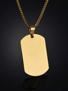 1 pezzo Ciondolo a placca militare, incisione laser, ciondolo personalizzabile con logo, testo personalizzato, citazioni, numeri commemorativi, nomi, ecc., collana in acciaio inossidabile placcata in oro 18 carati di alta qualità, inclusa confezione regalo, adatto per fidanzato, fidanzata, famiglia, amante, San Valentino, regalo per le vacanze - Dorato - Visualizzare 2