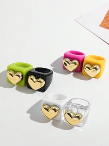 Cute Cartoon-Style Geometric Resin Acrylic Rings - Multicolor - View 5