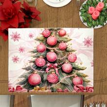 4pcs, Christmas Linen Placemat, Christmas Theme Placemat, Heat Insulation Pad,Kitchen Decorative Table Mat, Western Meal Table Pad,Christmas Decor,Dining Table Decor Best Gifts Birthday Home Decor Christmas Decorations Room Decor Winter Christmas Decorations Home Christmas Gifts Christmas Decor