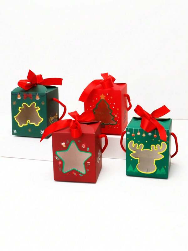 5pcs/10pcs Christmas Gift Box, Cartoon Christmas Apple Box, Portable Gift Box, Suitable For Party & Holiday Christmas Christmas DecorChristmas Decorations Christmas Bags Christmas Gifts Christmas Christmas Decorations Christmas Pajamas Christmas Gifts Christmas Decor