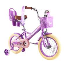 Rully Girls Bike For 2-7 Years Children, Retro Kids Bike With Training Wheels | Bell | Doll Seat | Basket (12"/14"/16") - 紫色 - 查看 2
