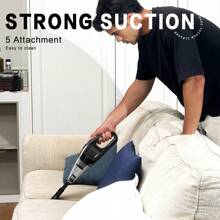 CascadeVac 2000mAh便携式手持吸尘器，强劲吸力，USB充电迷你吸尘器，配备多种配件，适用于汽车、家庭、办公室和缝隙清洁。