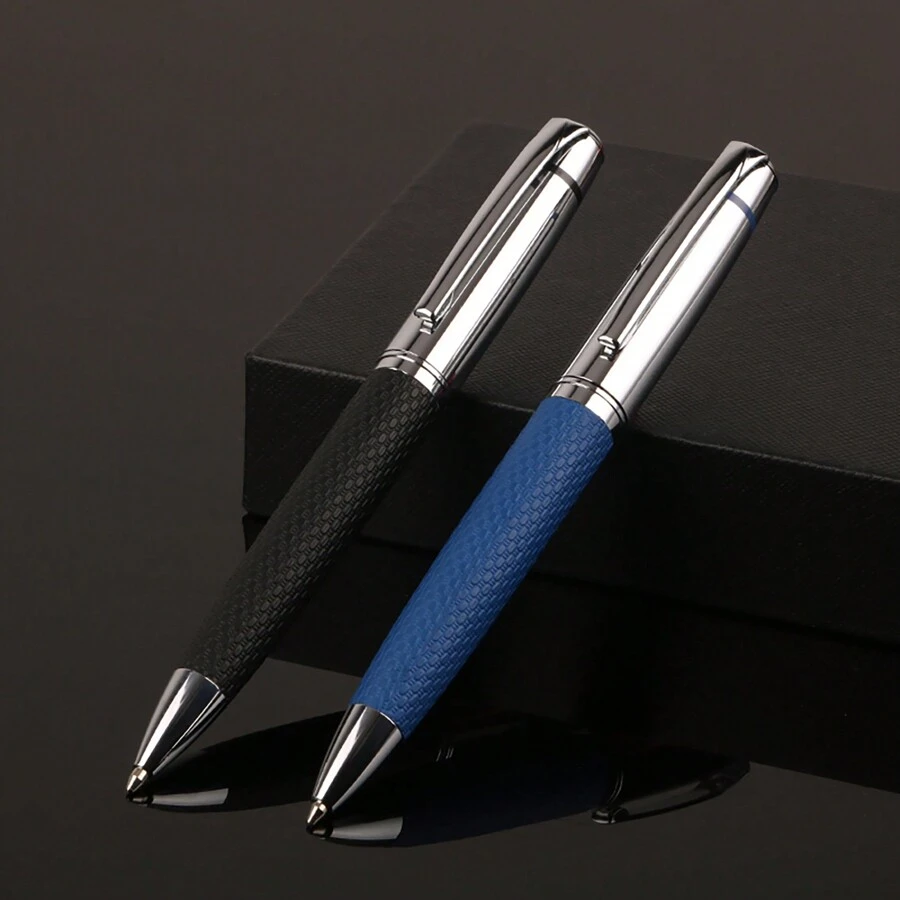 Fancy Nice Gift Luxury Ballpoint Pen With Pu Leather Smoothing Writing Metal Ball Pen For Business - Blue - View 1