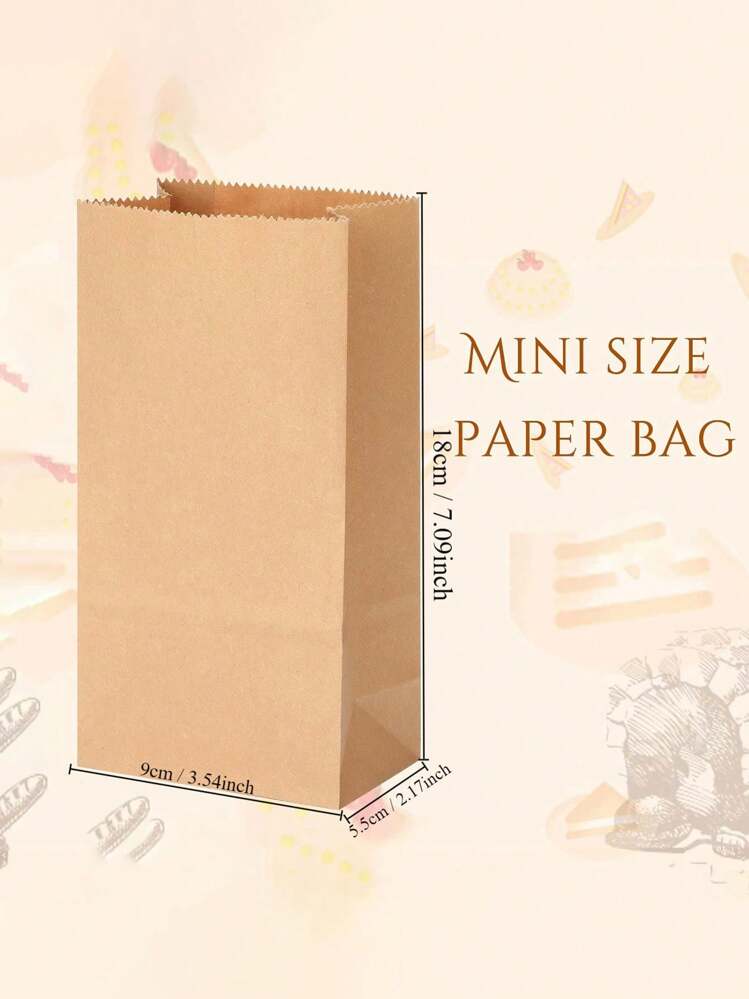 100PCS/50PCS/10PCS/1PC白色和棕色纸袋，11*5.9*3.5 英寸，7.1*3.5*2.2 英寸，纸质午餐袋，杂货袋，迷你纸袋，小牛皮纸零食袋，适用于糖果、零食、面包、爆米花、婚礼、婴儿送礼会、生日、面包店 - 彩色 - 查看 11