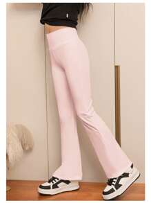 Dziewczęce elastyczne legginsy z nadrukiem rekina, wiosenne i letnie spodnie sportowe, średnie i duże spodnie do jogi dla młodych dziewcząt, bardzo rozciągliwe, na cały sezon - Słodki róż - Zobacz 2