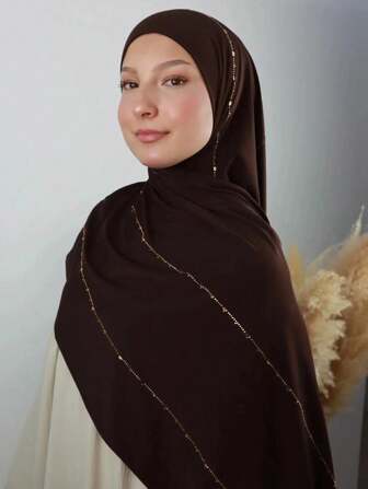 1 ชิ้น เครื่องประดับเพชรร้อน ผ้าพันคอยาว อาหรับ ธรรมดา สำหรับผู้หญิง แบบคอนเซอร์เวทีฟ ใช้ได้ทุกวัน ผ้าพันคอคอนแซร์เวทีฟสีพื้นผ้านุ่มสุด