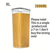 7件/S/M/L/XL 密封食品储存容器（带盖）、塑料厨房食品储藏整理和储存、谷物、意大利面、面粉、糖干粮罐（带标签和记号笔）、适用于洗碗机、塑料食品保鲜罐、家庭厨房用品 - 彩色 - 查看 4