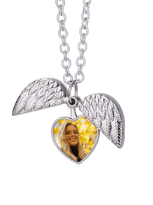 1pc Customized Photo Heart-Shaped Alloy Pendant Necklace, Memory Photo Locket Necklace - Silver - View 3