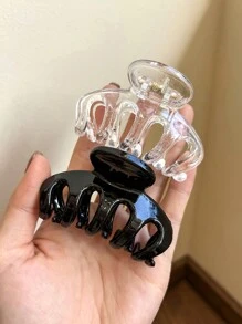 4 件/套女士时尚亮面黑色、白色、半透明和果冻色 6 厘米/2.36 英寸爪夹发饰，优雅、简约，适合日常使用、休闲、派对、通勤、度假、洗脸和化妆，猫耳发夹发夹发夹发夹发夹秋冬 - 彩色 - 查看 2