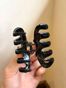 4 件/套女士时尚亮面黑色、白色、半透明和果冻色 6 厘米/2.36 英寸爪夹发饰，优雅、简约，适合日常使用、休闲、派对、通勤、度假、洗脸和化妆，猫耳发夹发夹发夹发夹发夹秋冬 - 彩色 - 查看 3