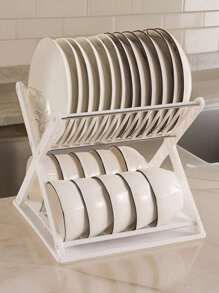 Ecurridor De Platos De 3 Niveles De Hierro y plástico Increible Escurrridor De Trastes Pórtatil, Altamente Resistente. - Blanco - Ver 1