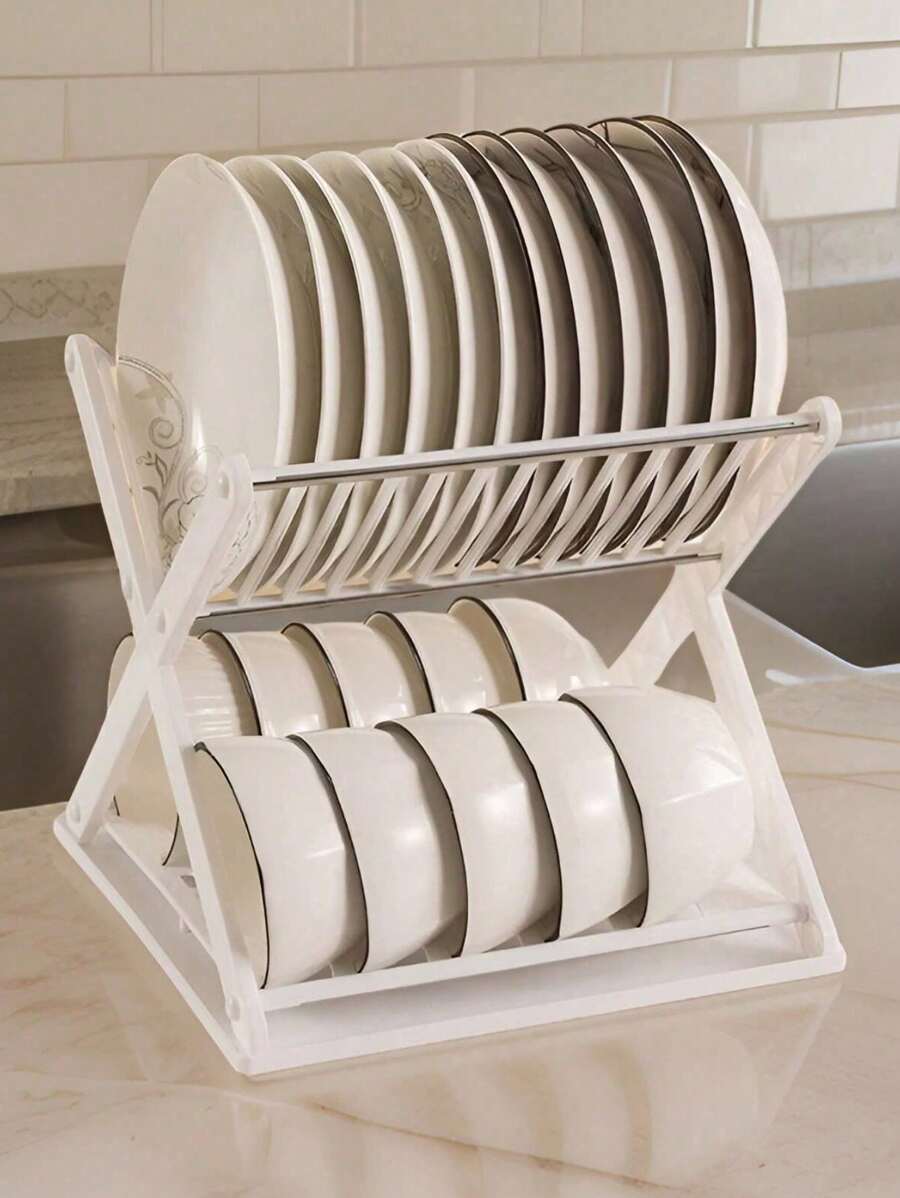 Ecurridor De Platos De 3 Niveles De Hierro y plástico Increible Escurrridor De Trastes Pórtatil, Altamente Resistente. - Blanco - Ver 1