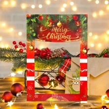 1 件 19*27 英寸圣诞照片亭道具框架派对用品 - 圣诞快乐新年派对装饰品，圣诞节 - 紅色 - 查看 5