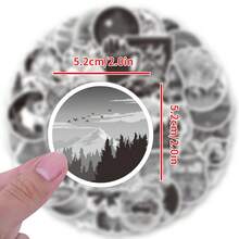 60 PCS Black And White Outdoors Stickers Pack | Vinyl Aesthetics Stickers For Scrapbook,Journaling,Laptop,Bumper,Skateboard,Water Bottles,Computer,Phone,Cartoon,Hard Hat,Car Stickers - Grey - View 2