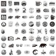 60 PCS Black And White Outdoors Stickers Pack | Vinyl Aesthetics Stickers For Scrapbook,Journaling,Laptop,Bumper,Skateboard,Water Bottles,Computer,Phone,Cartoon,Hard Hat,Car Stickers - Grey - View 4