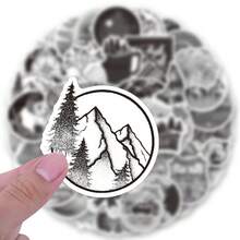 60 PCS Black And White Outdoors Stickers Pack | Vinyl Aesthetics Stickers For Scrapbook,Journaling,Laptop,Bumper,Skateboard,Water Bottles,Computer,Phone,Cartoon,Hard Hat,Car Stickers - Grey - View 3