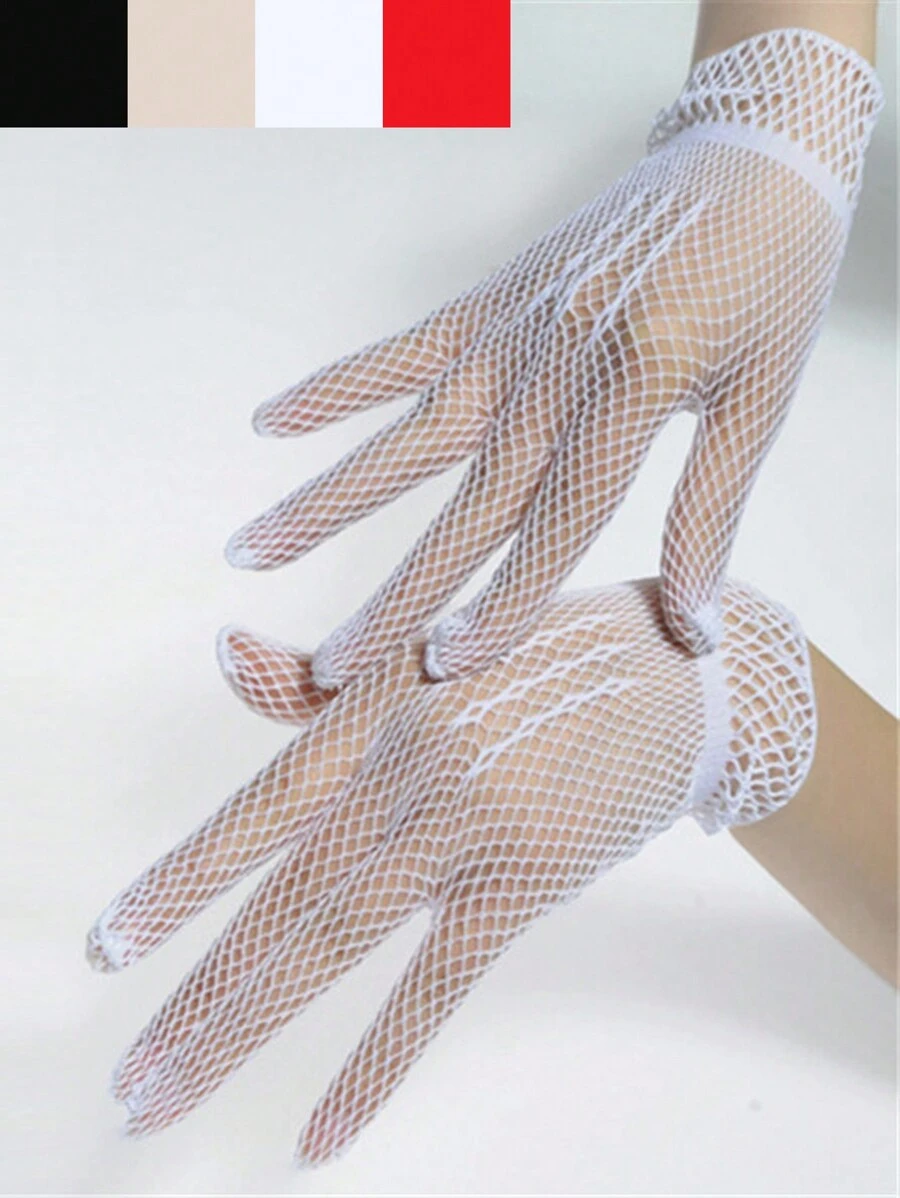 1 Pair Plaid Elegant Polyester Hollow Bowknot Gloves, Mature For Wedding, Holiday Party, Evening Date