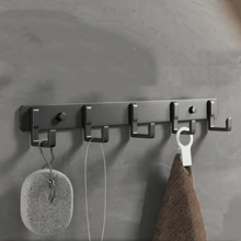 Modern Black Aluminum Wall Mounted Hook For Bathroom Accessories, Suitable For Towels, Coats And Clothes
