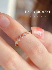 1pc Ins-Style Four-Leaf Clover Silver Ring, 925 Sterling Silver Women Fashion Elegant Minimalist Luxury French Style Small Ring, Suitable For Women Daily Commute, Valentine, Birthday Gift