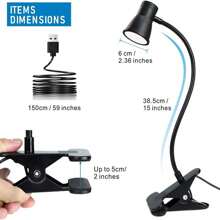 1 pieza Lámpara de aumento de alta definición de 5X con clip, iluminación LED ajustable, lámpara de escritorio con cuello de cisne alimentada por USB - Luz de abrazadera de manguera universal - Ver 15