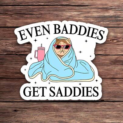 1 件 即使是坏人也会变得悲伤的猫贴纸 | 心理健康贴纸 | 适用于水瓶和笔记本电脑的防水乙烯基贴纸 | 可爱有趣的设计 | 非常适合笔记本电脑等 | 高品质且耐用